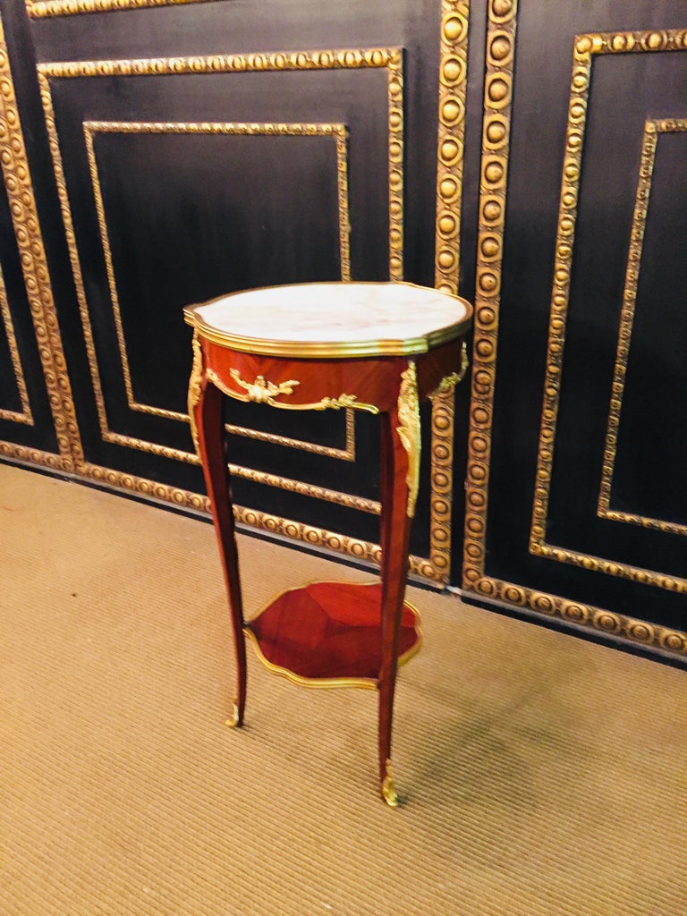 French Salon Side Table in Louis Quinze Style with Marble For Sale at