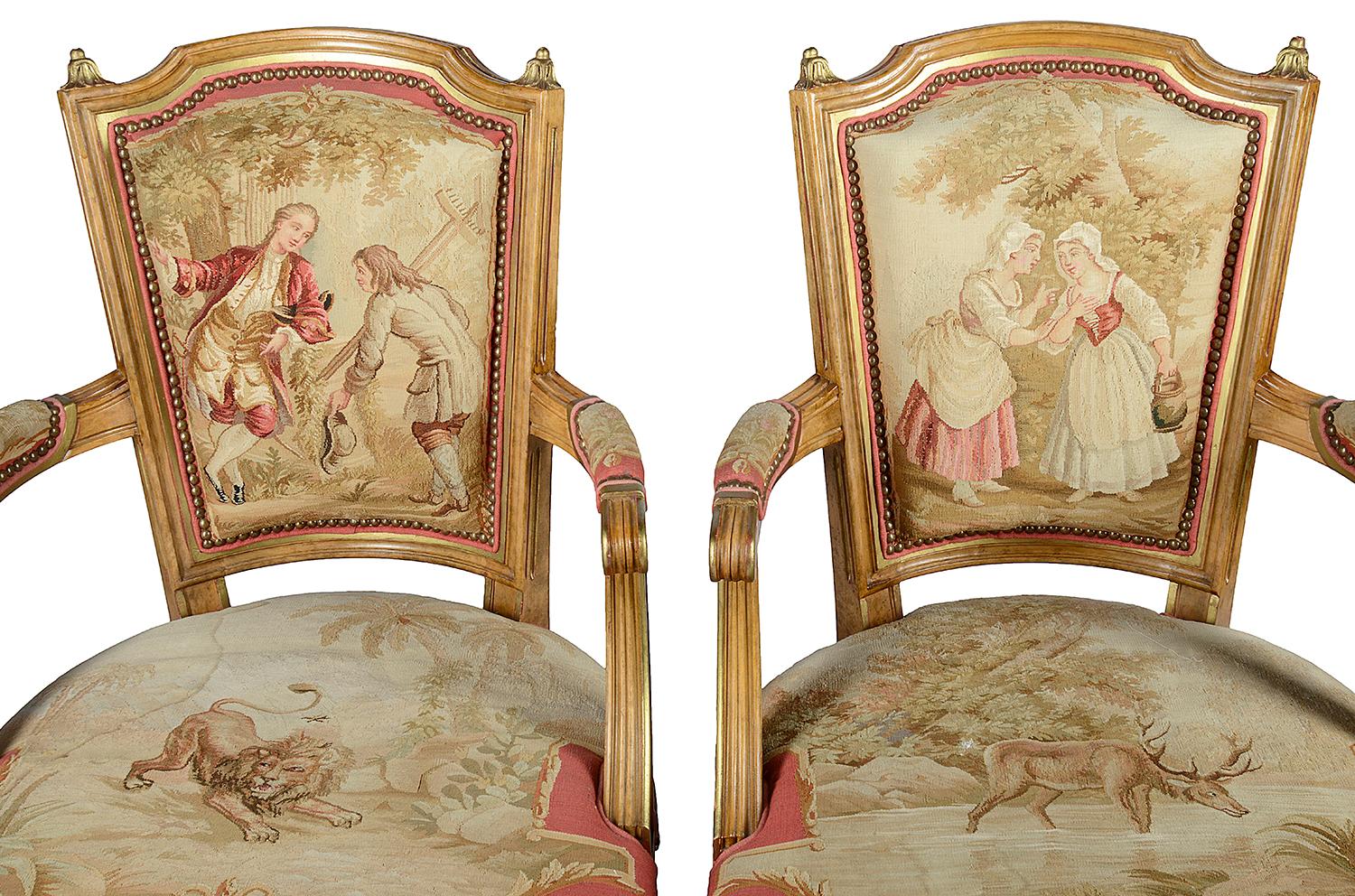 French Salon Suite, 19th Century, Aubusson Tapestry 5