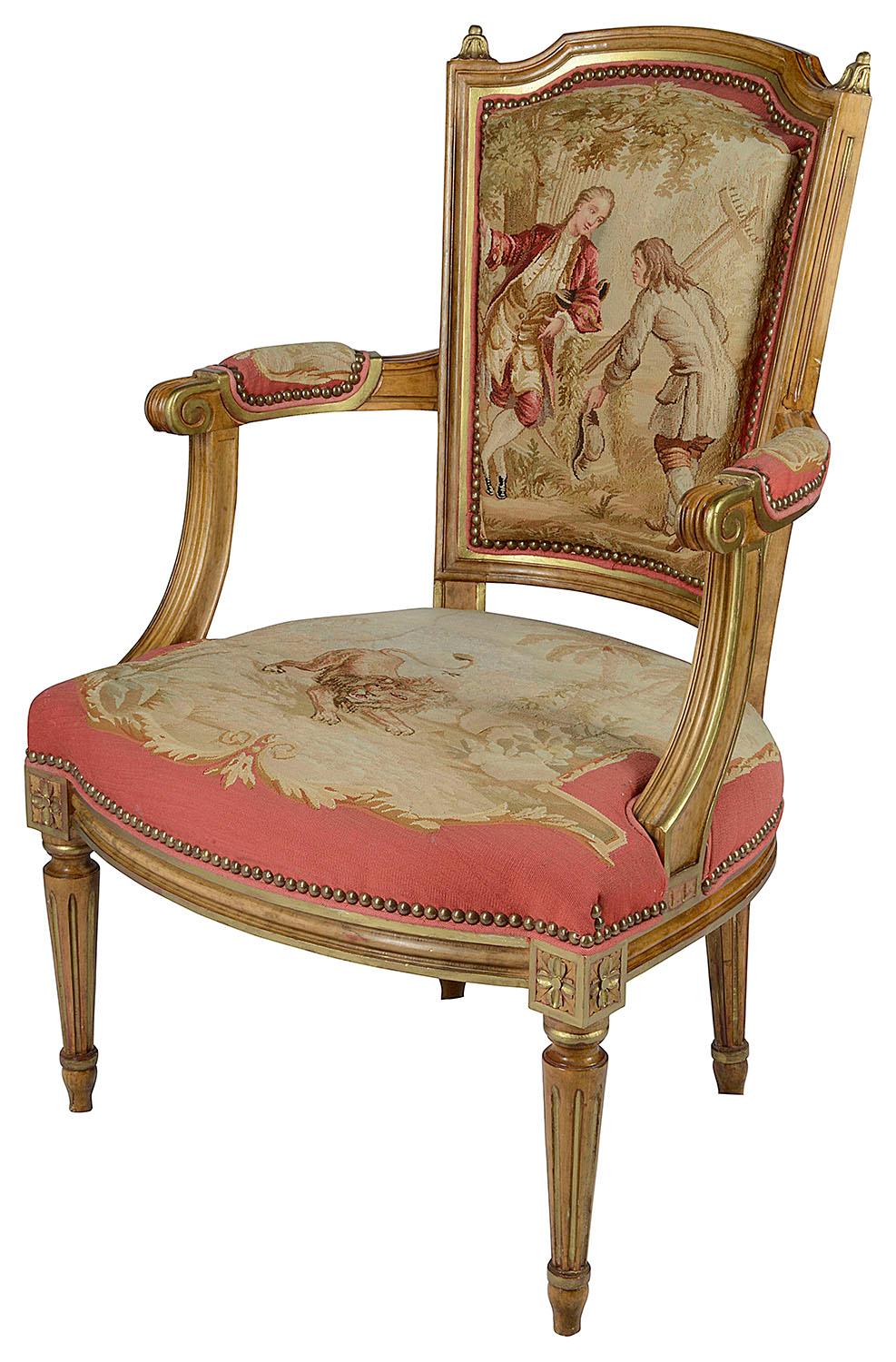 French Salon Suite, 19th Century, Aubusson Tapestry 8