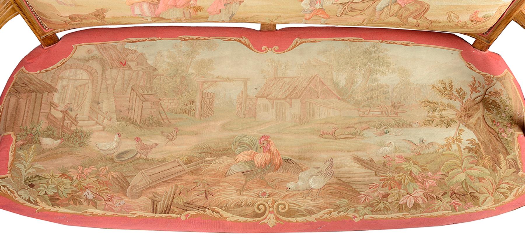 French Salon Suite, 19th Century, Aubusson Tapestry In Good Condition In Brighton, Sussex