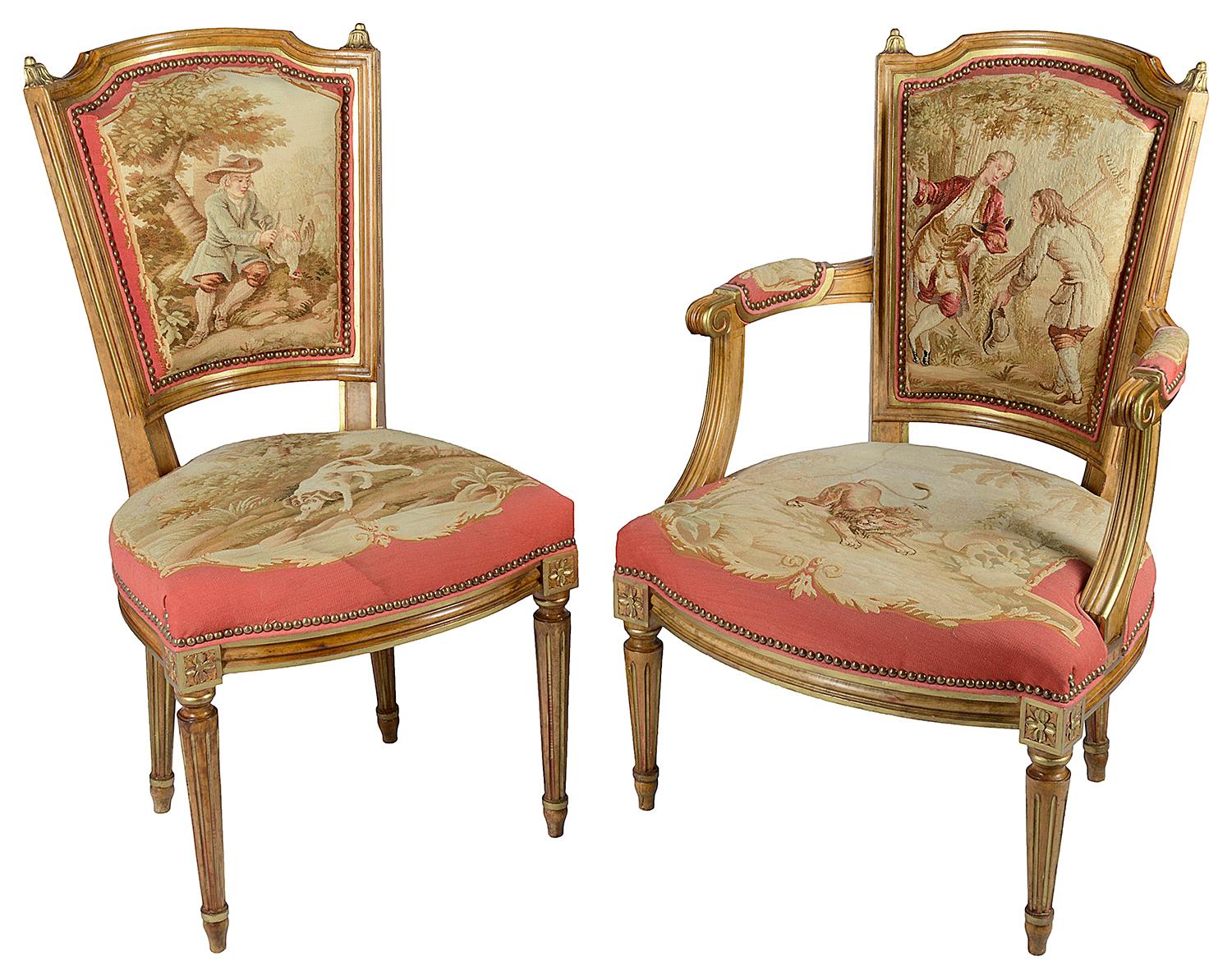 French Salon Suite, 19th Century, Aubusson Tapestry 1