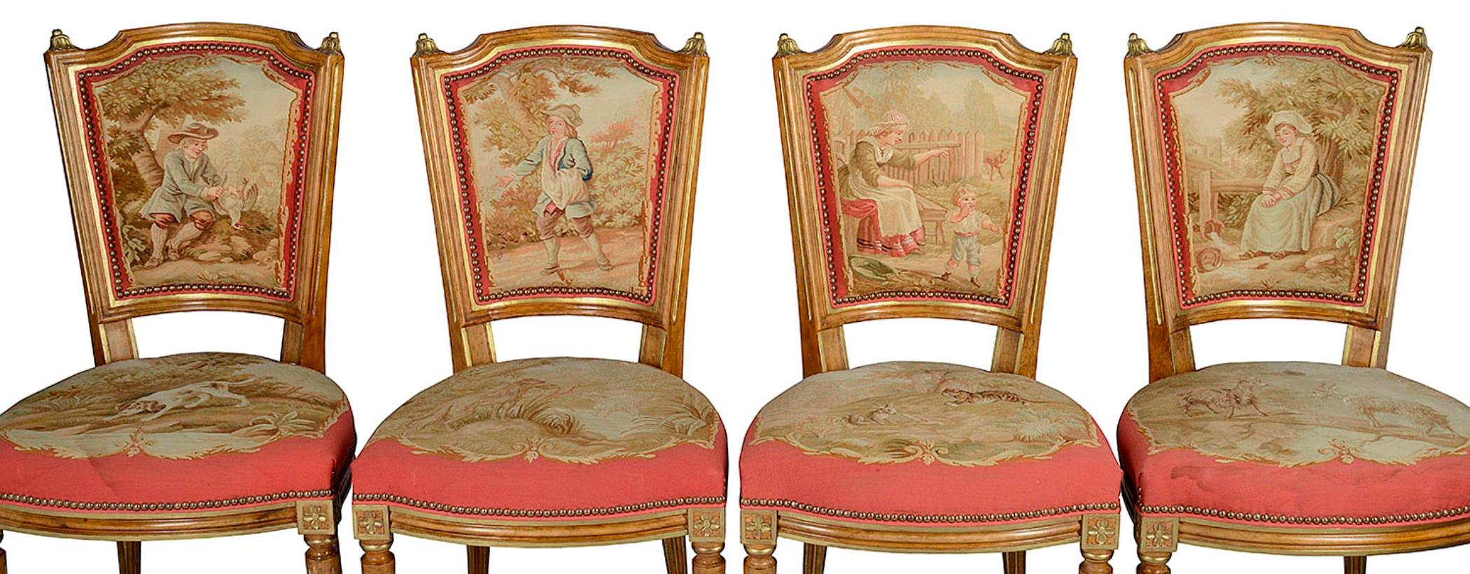 French Salon Suite, 19th Century, Aubusson Tapestry 2