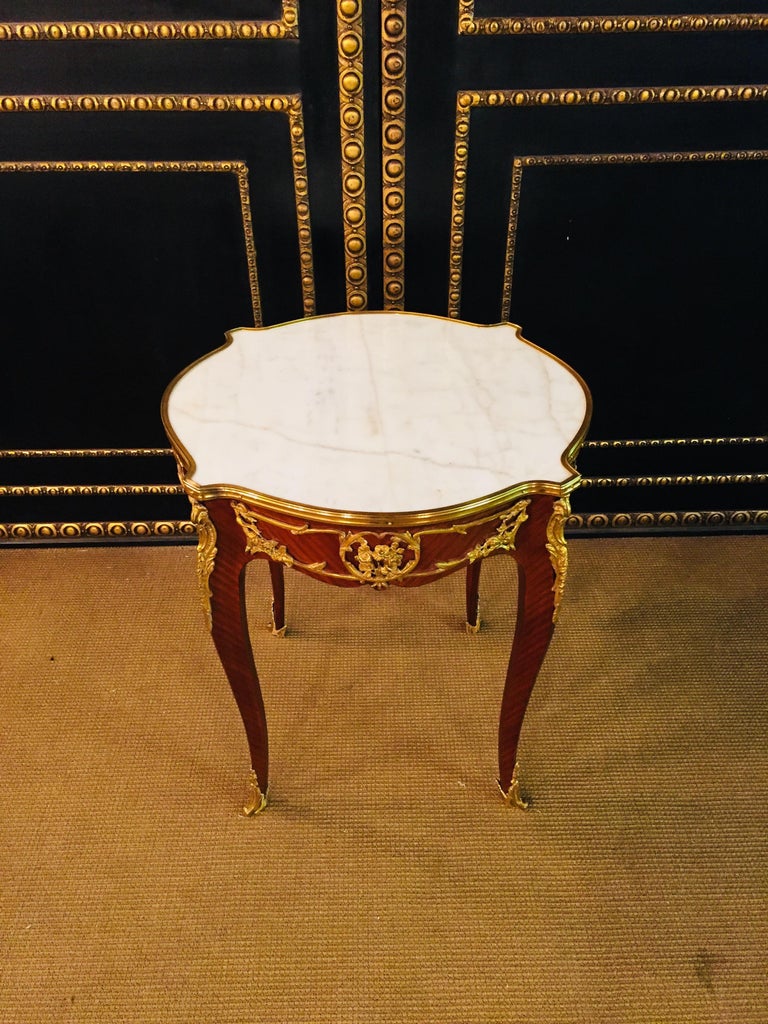 French Salon Table with Marble in Louis Quinze Stile For Sale at 1stDibs