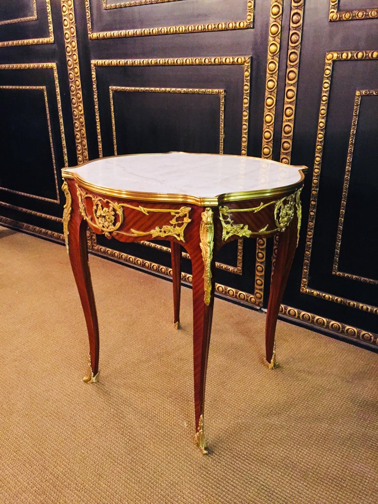 French Salon Table with Marble in Louis Quinze Stile For Sale at 1stDibs