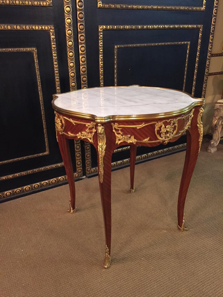 French Salon Table with Marble in Louis Quinze Stile For Sale at 1stDibs