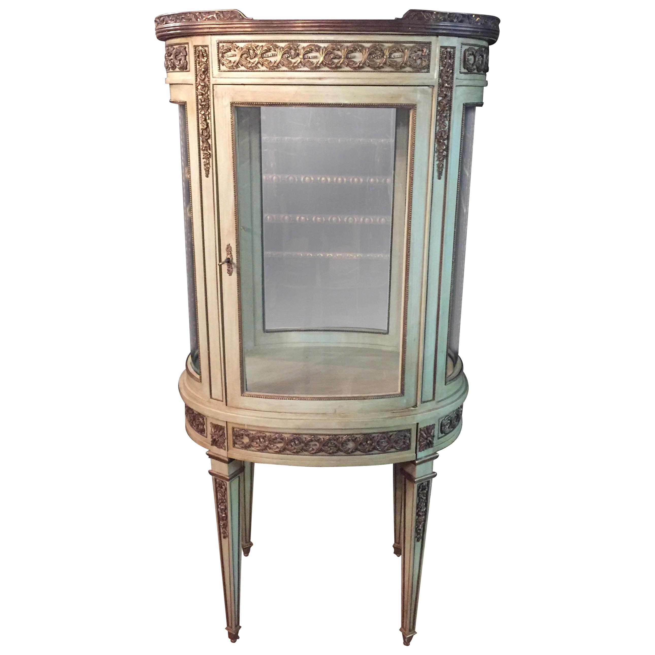 French Salon Vitrine in Antique Louis XVI Classicist Style Hand crafted