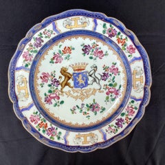 French Samson Chinese Export Style Armorial Porcelain Plates Set of Four