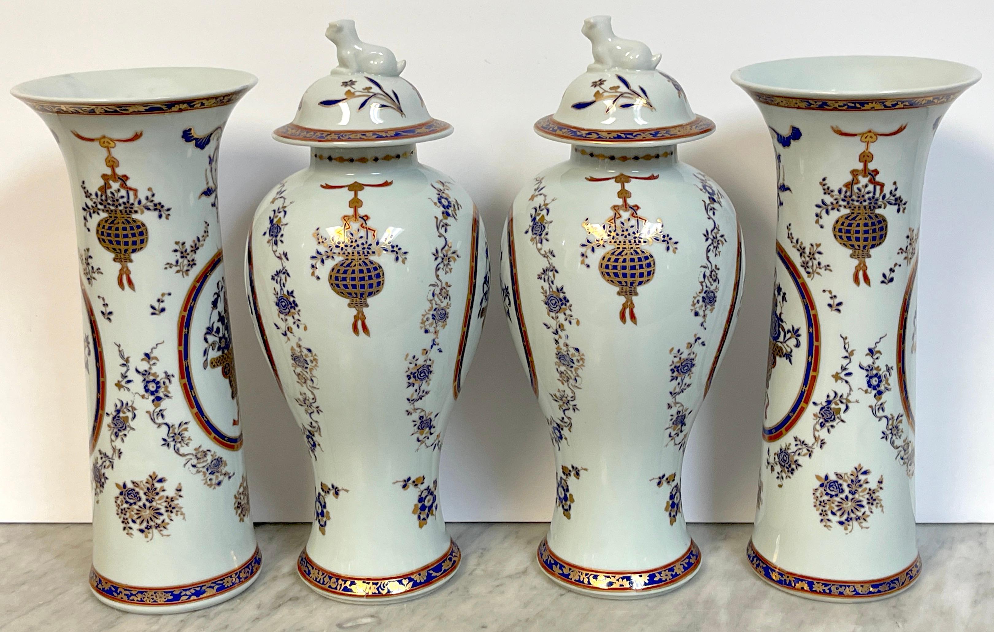 French Samson  Porcelain Chinese Export Style 4-Piece Garniture Set  For Sale 1