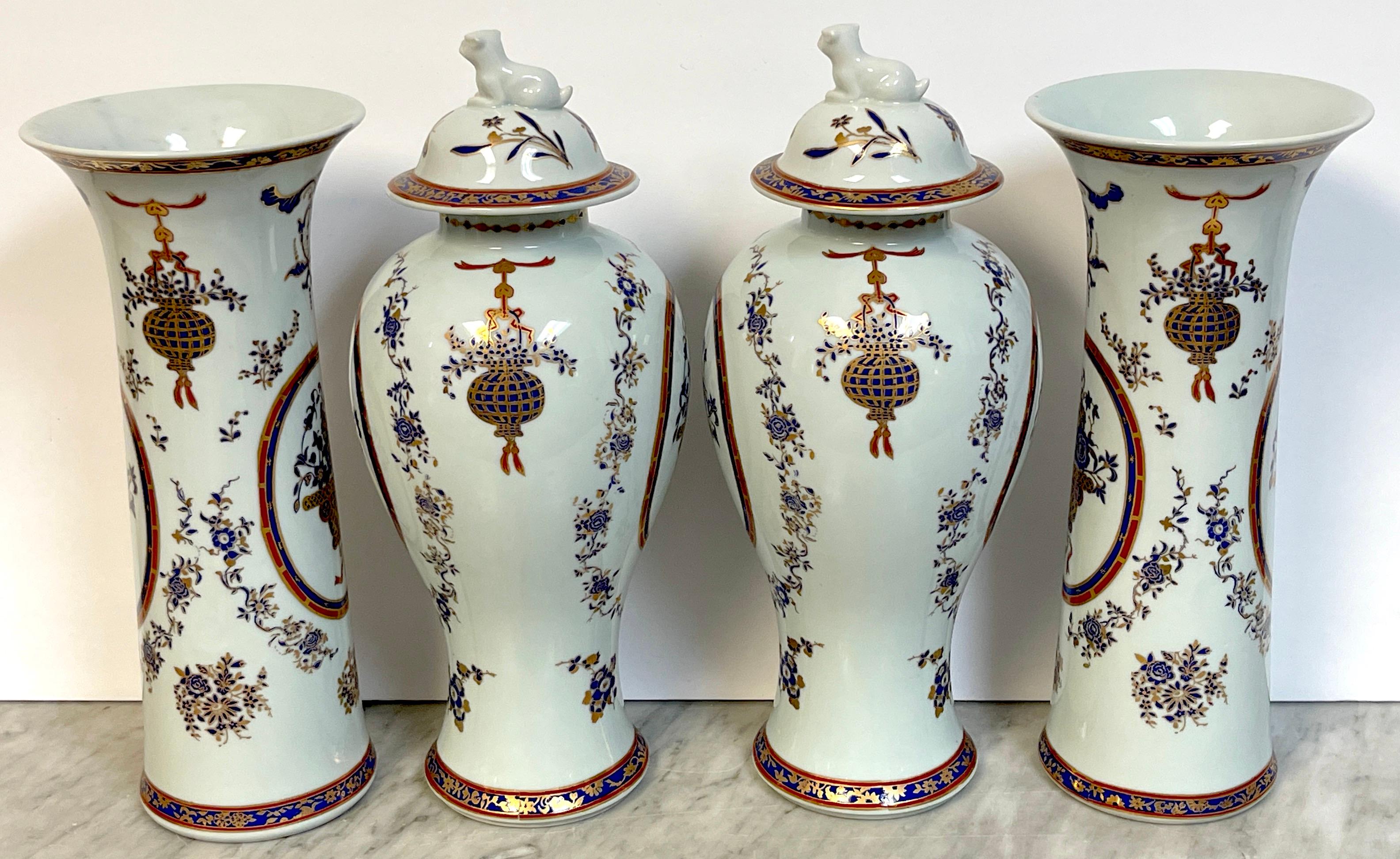 French Samson  Porcelain Chinese Export Style 4-Piece Garniture Set  For Sale 2