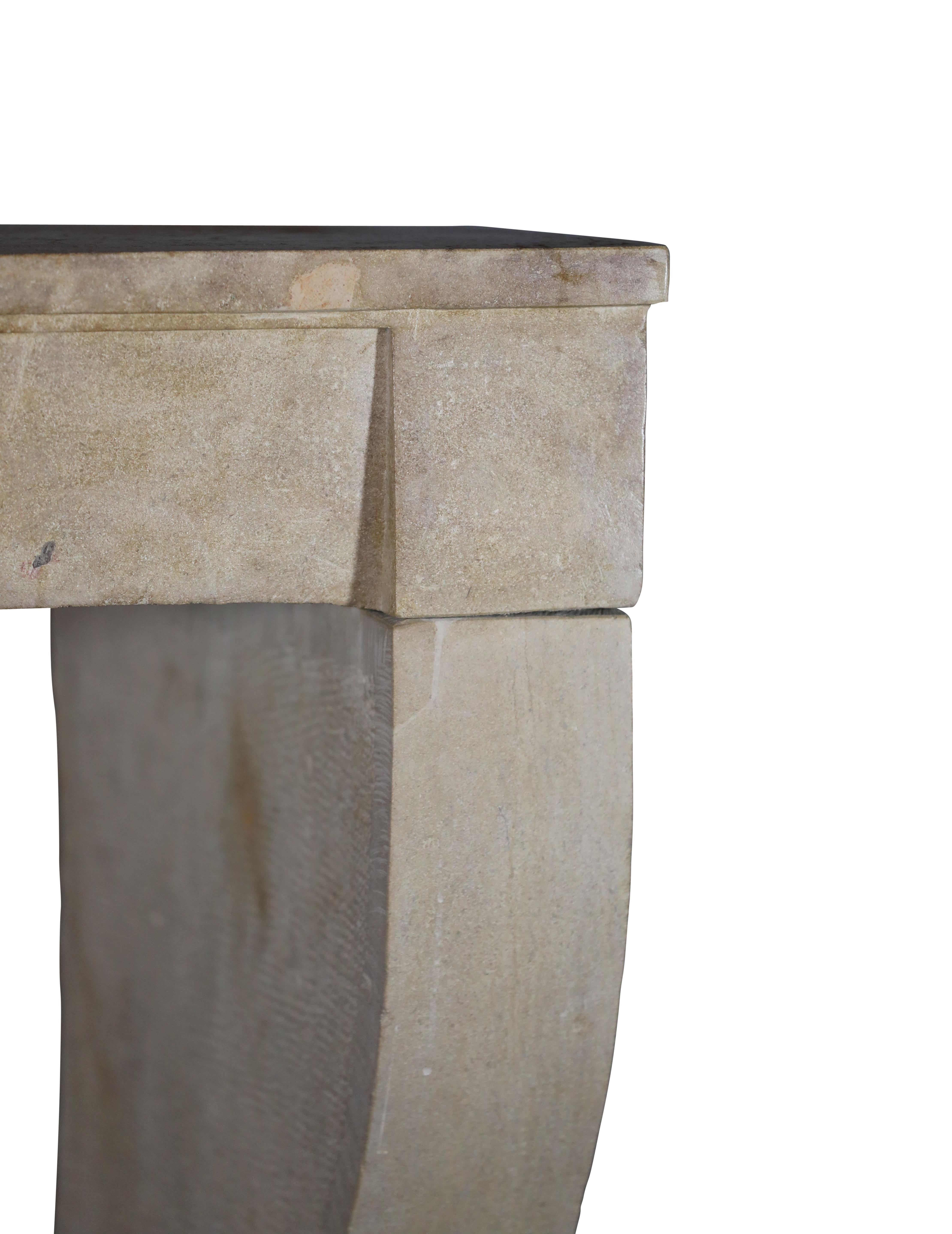 French Sand-Beige Limestone Timeless Slow Living Antique Chimney Piece For Sale 3