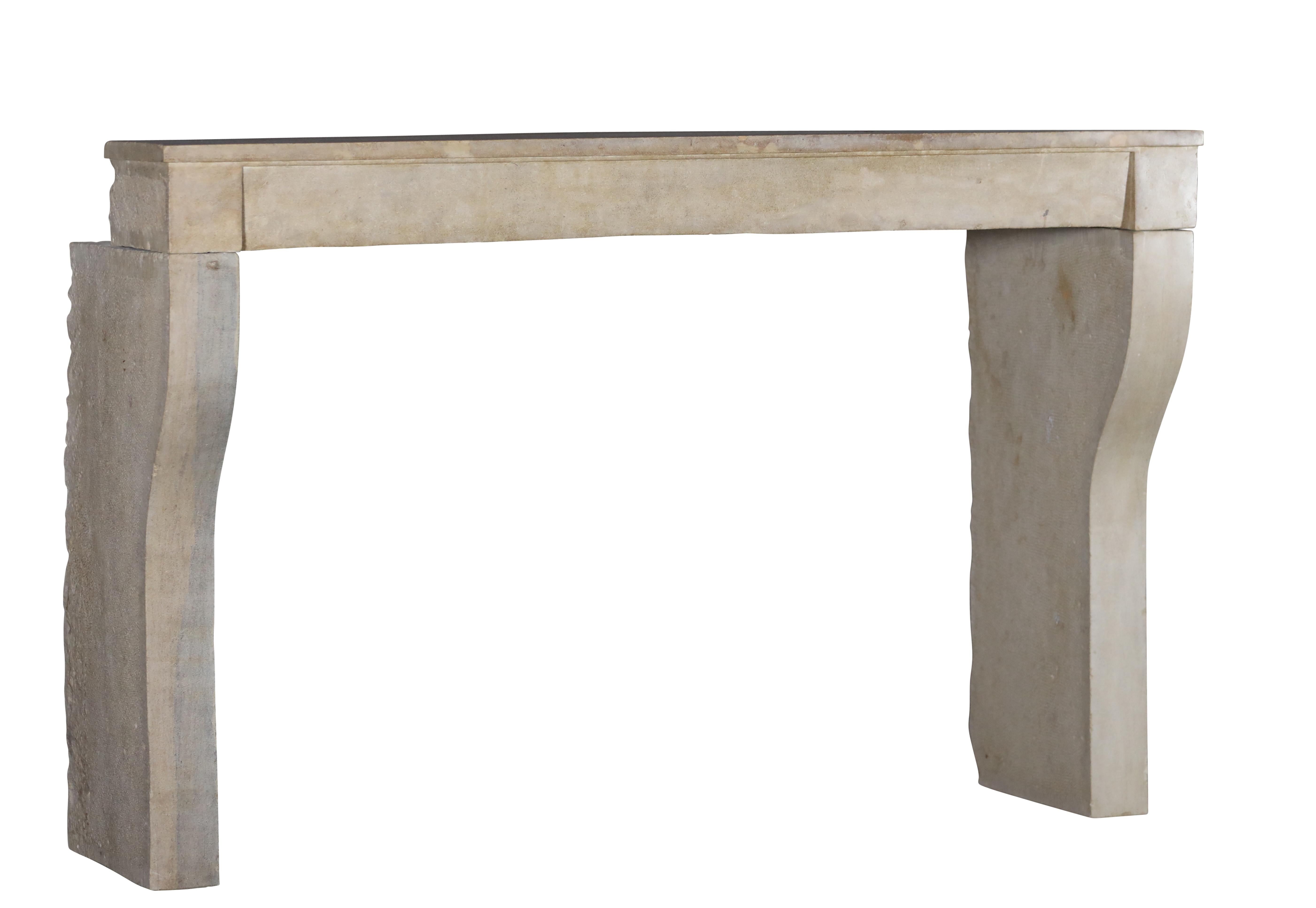 French Sand-Beige Limestone Timeless Slow Living Antique Chimney Piece For Sale 11