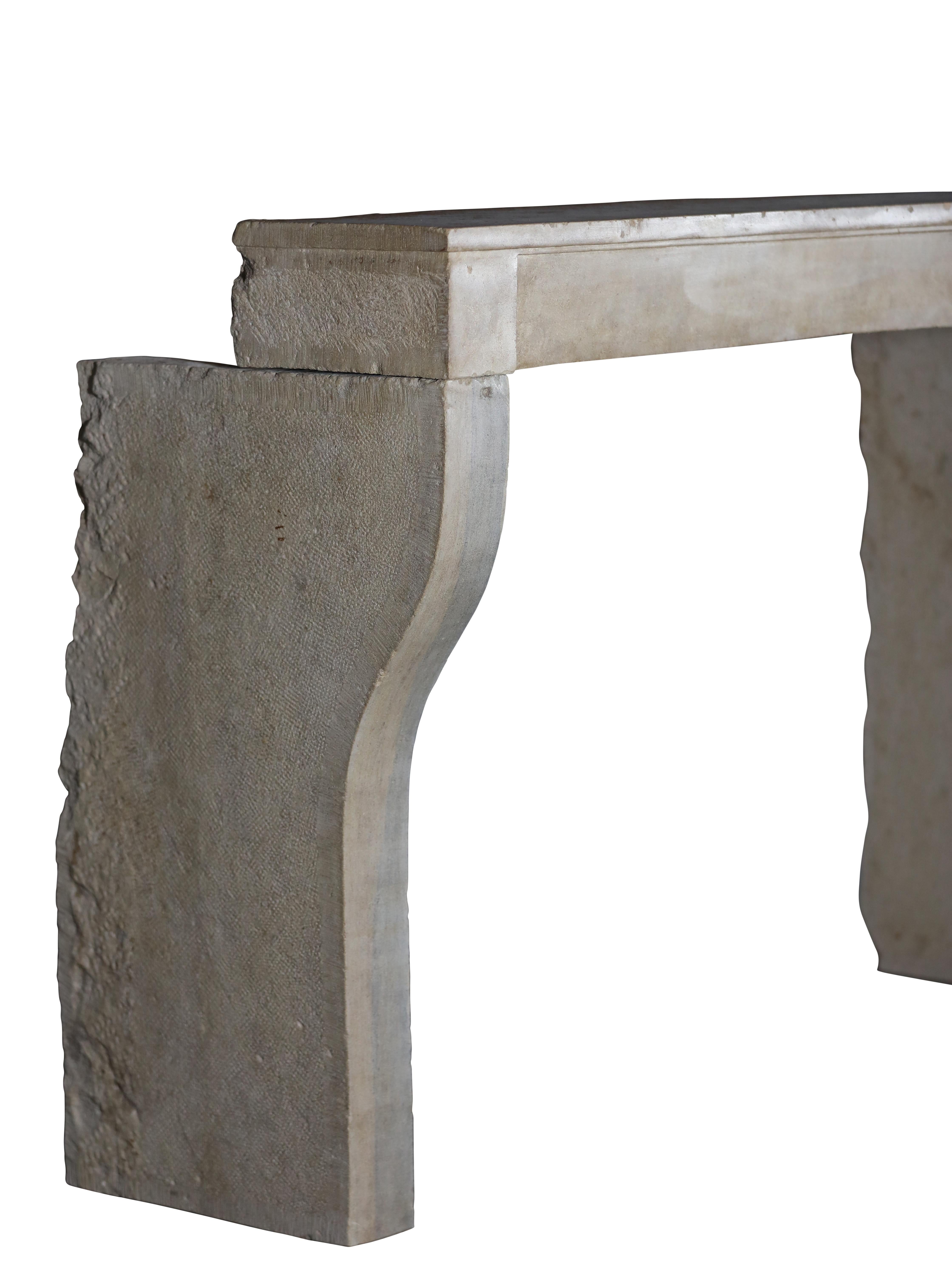 French Sand-Beige Limestone Timeless Slow Living Antique Chimney Piece For Sale 13