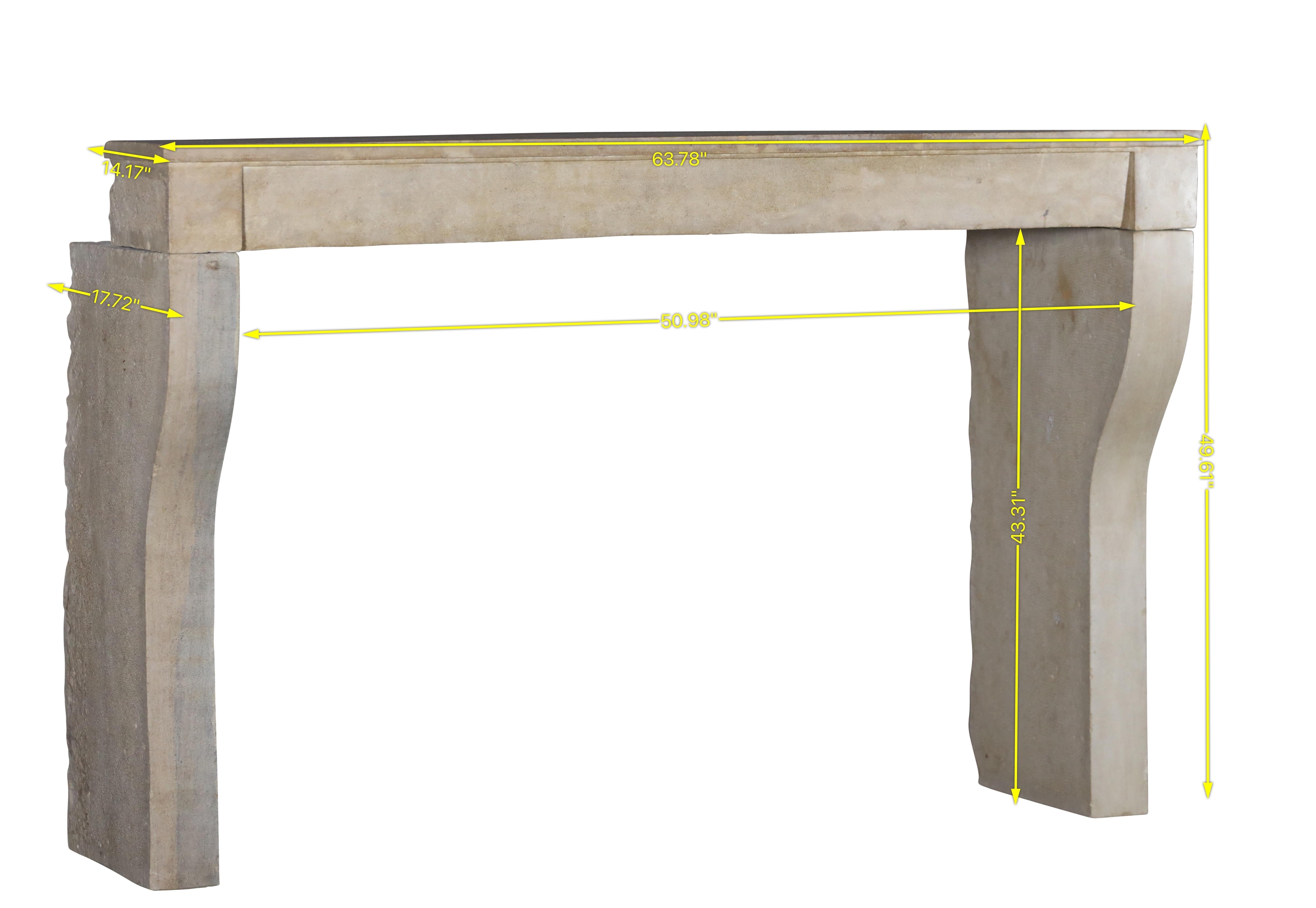French Provincial French Sand-Beige Limestone Timeless Slow Living Antique Chimney Piece For Sale