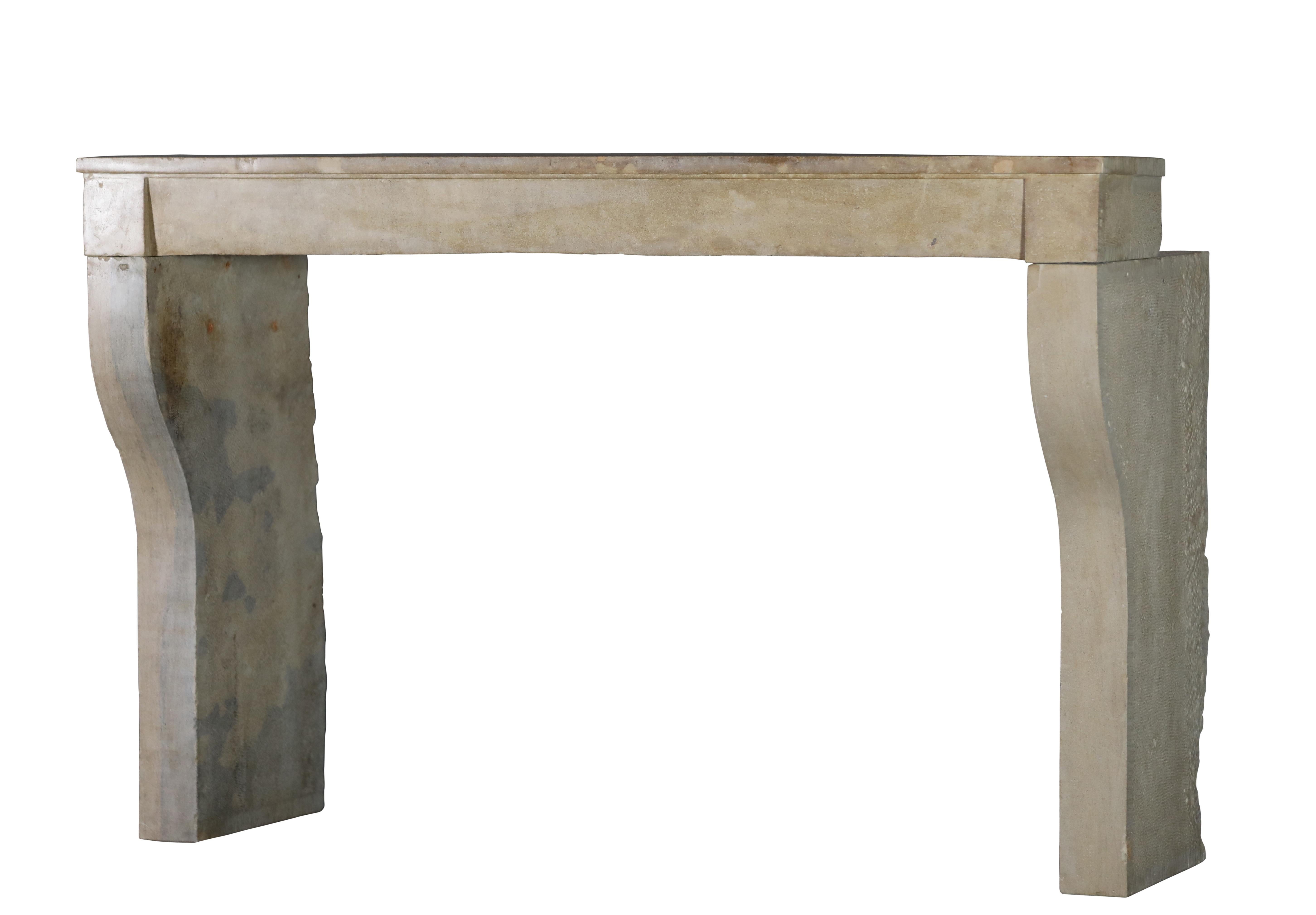 French Sand-Beige Limestone Timeless Slow Living Antique Chimney Piece For Sale 1