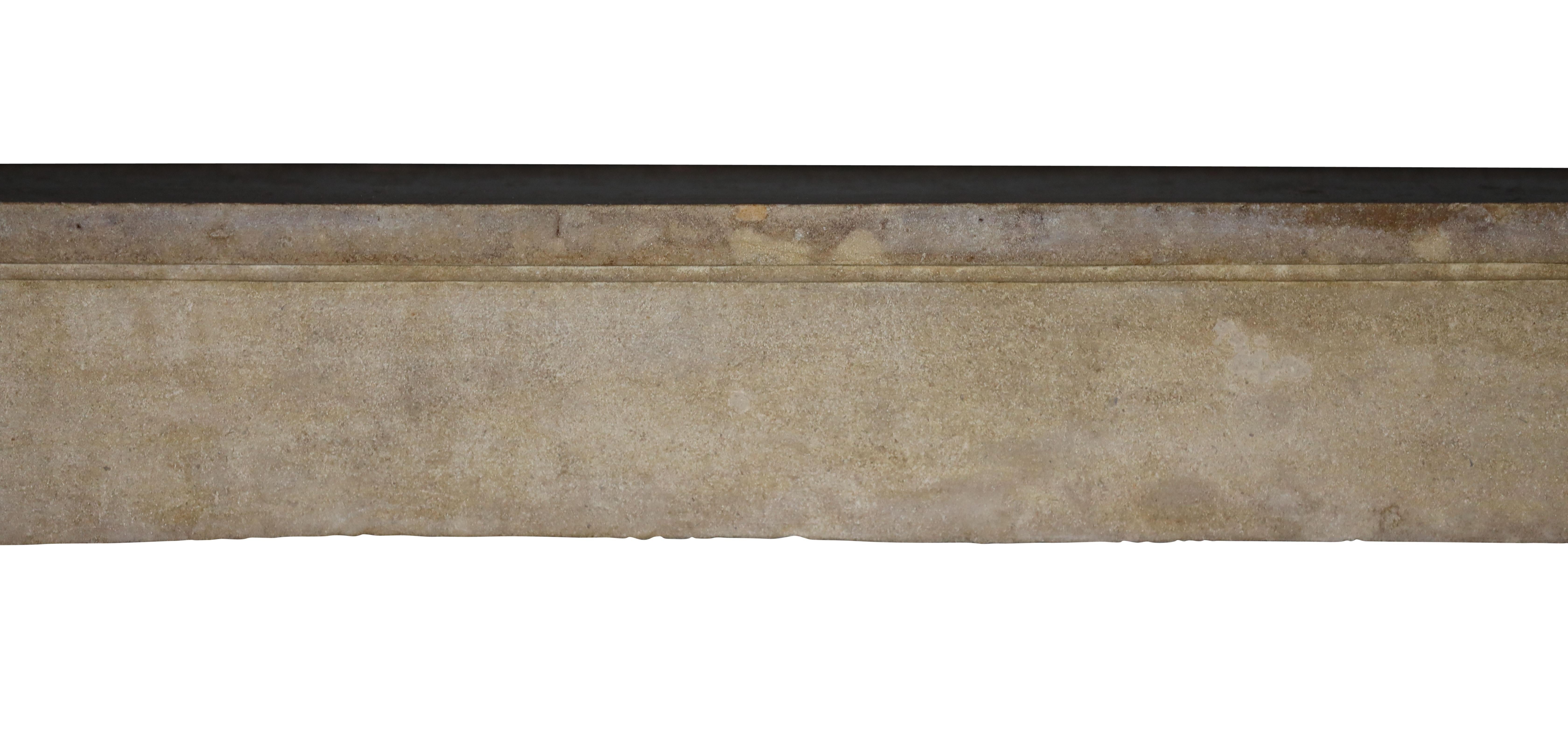 French Sand-Beige Limestone Timeless Slow Living Antique Chimney Piece For Sale 2