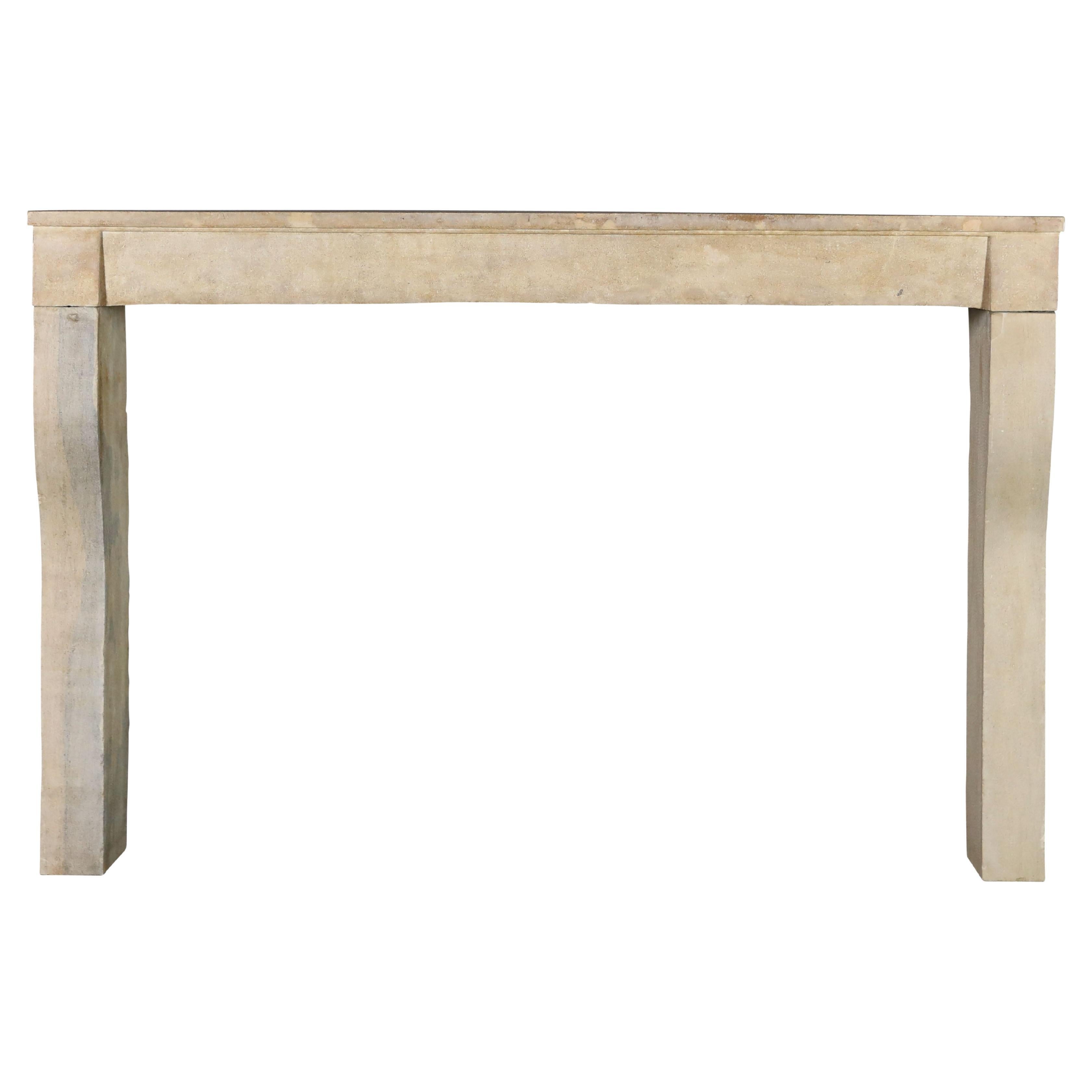 French Sand-Beige Limestone Timeless Slow Living Antique Chimney Piece For Sale