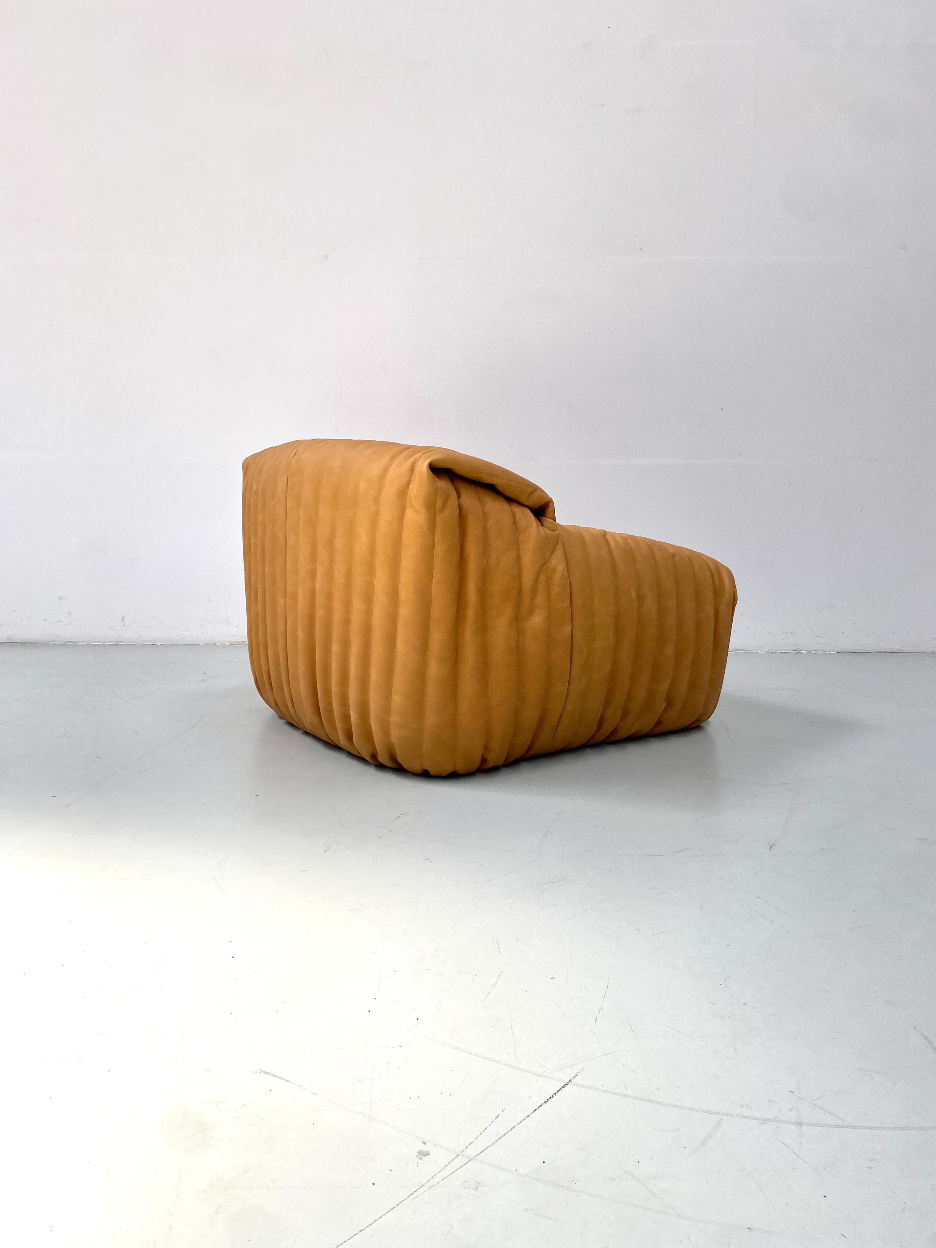 French Sandra Chair in Camel Leather by Annie Hiéronimus for Cinna/Ligne Roset. For Sale 6
