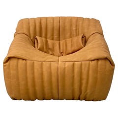 French Sandra Chair in Camel Leather by Annie Hiéronimus for Cinna/Ligne Roset.