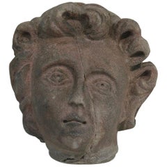 French Sandstone 18th Century Baroque Angel Head