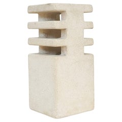 French Sandstone hand carved Table lamp SIGNED Albert Tormos, Saint-Tropez, 1970