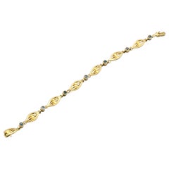 French Sapphire and 18 Karat Yellow Gold Link Bracelet
