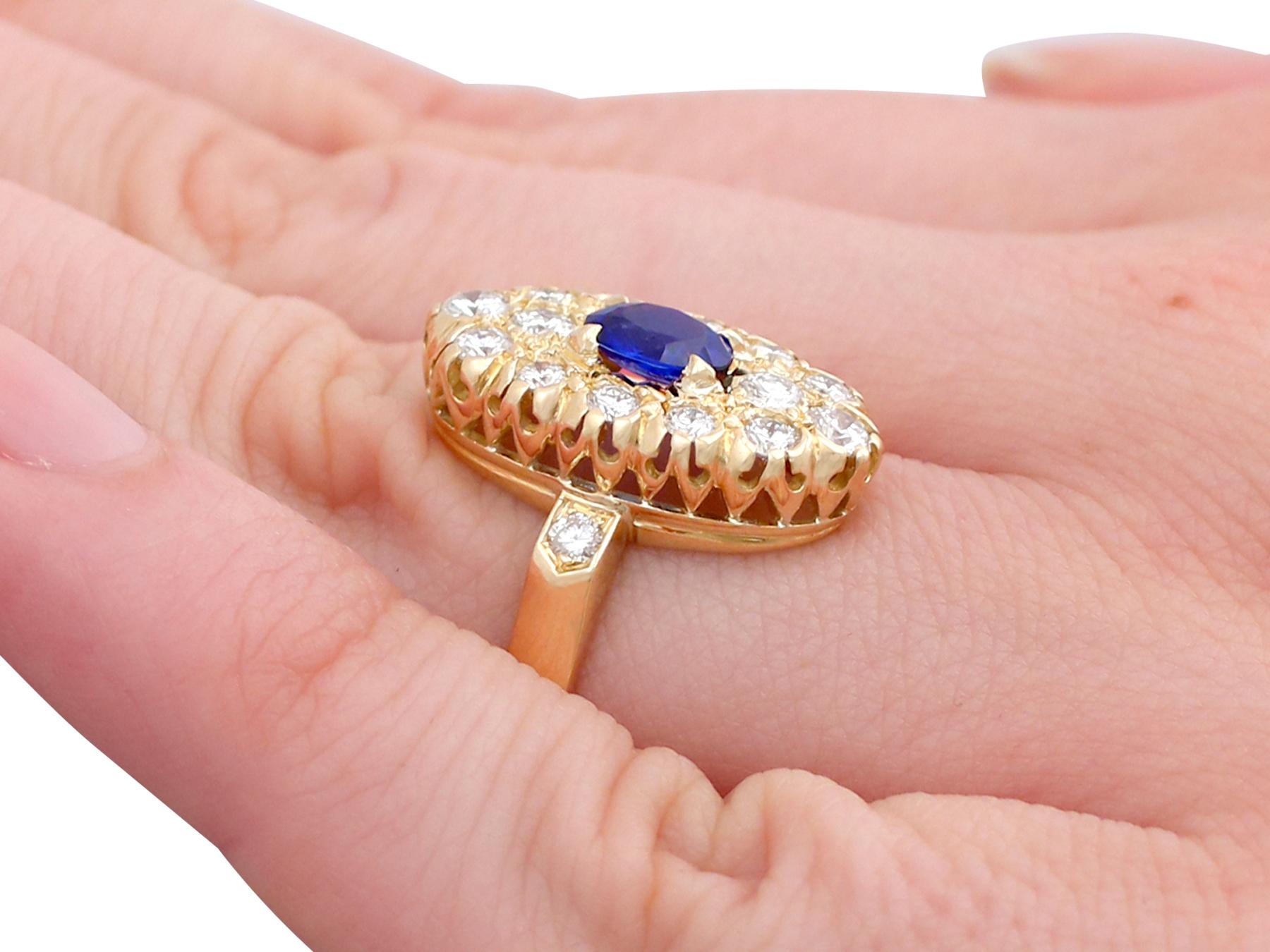 French Sapphire and Diamond Yellow Gold Cocktail Ring 1