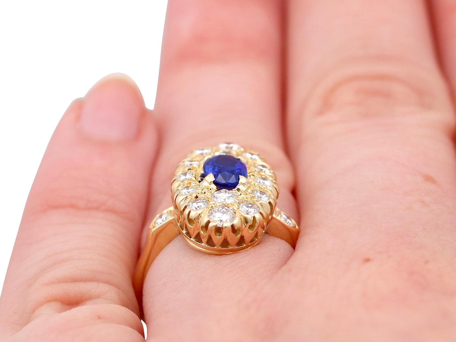French Sapphire and Diamond Yellow Gold Cocktail Ring 2
