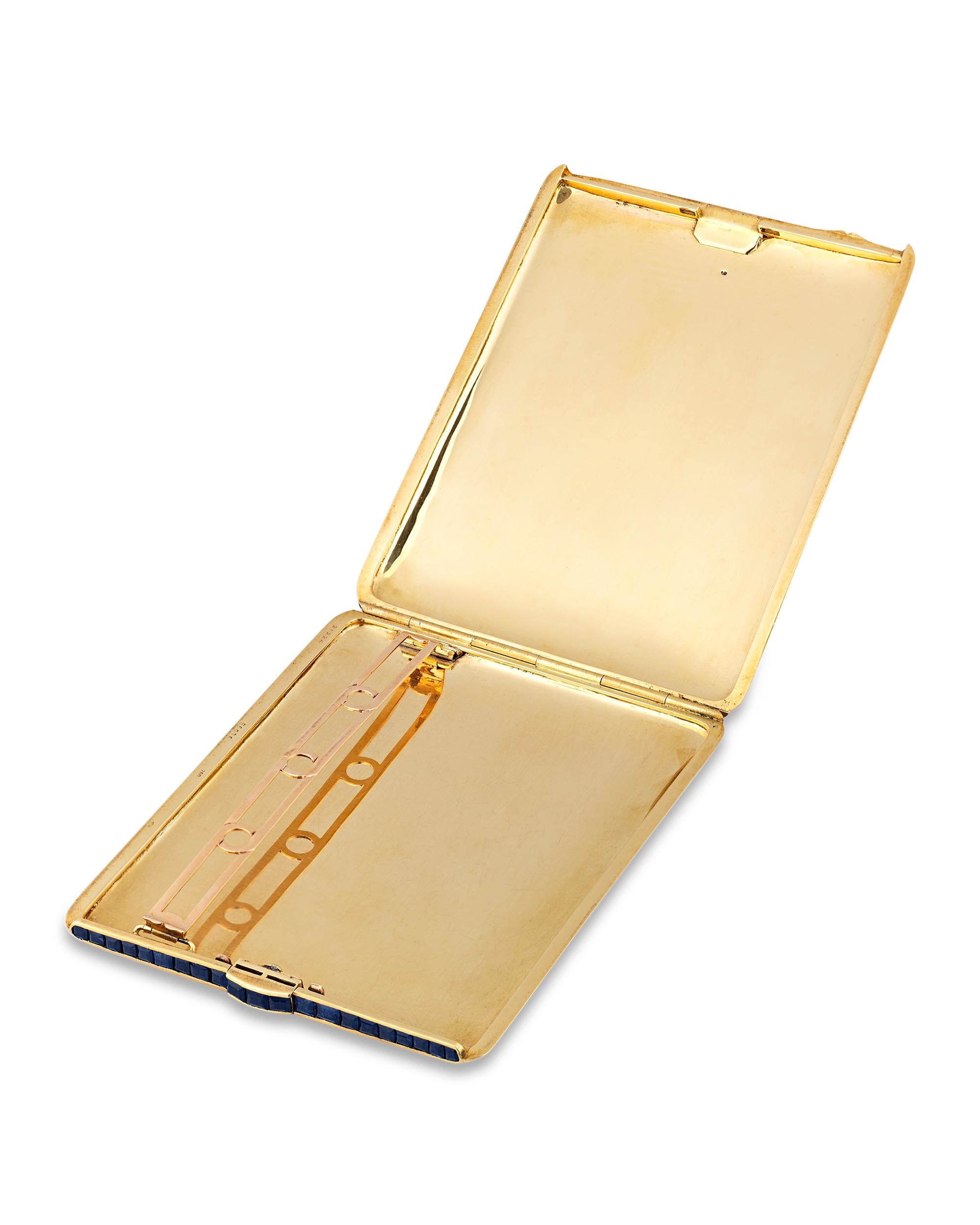 Other French Sapphire and Enamel Cigarette Case For Sale