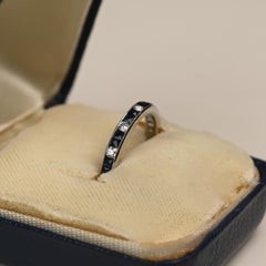 Alternating Sapphire Diamond Channel Set Eternity Wedding Band Platinum