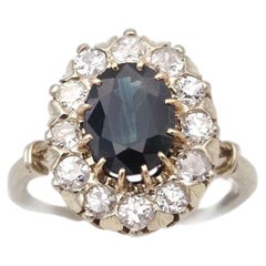 Bague saphir français diamant en or 18k