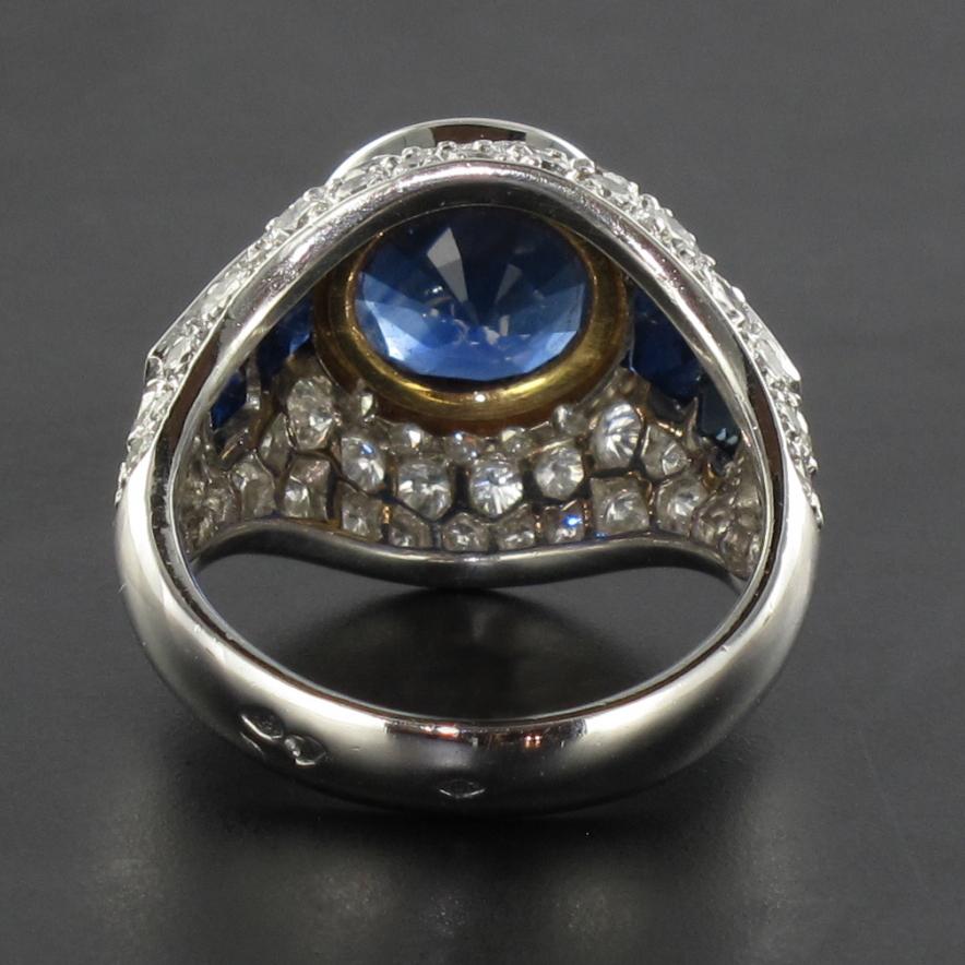 French Sapphire Diamond Platinum Ring 8