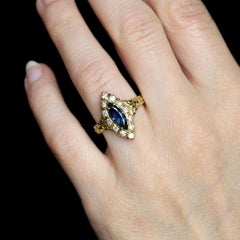 Bague bougeoir en or jaune 18 carats avec saphirs et diamants français