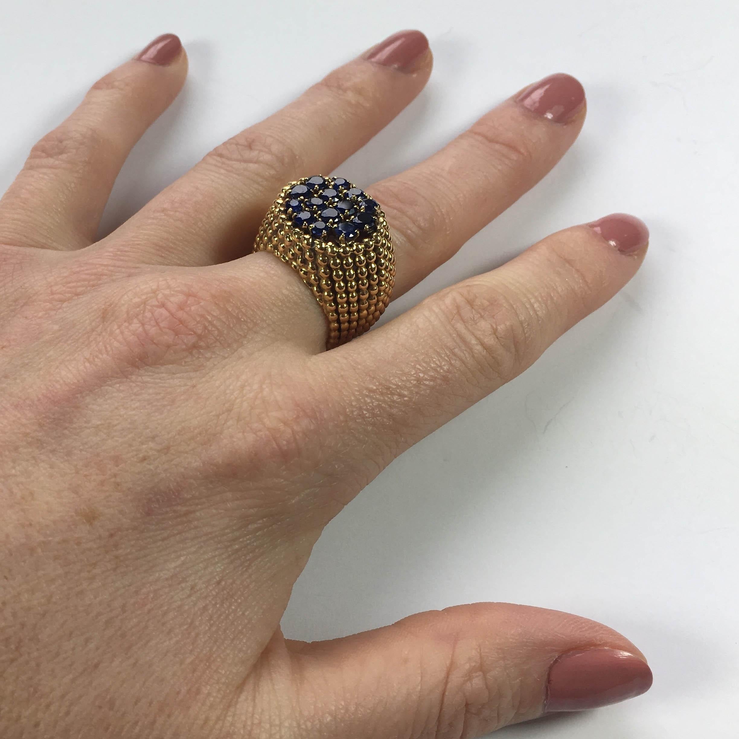 French Sapphire Gold Ring, circa 1950 For Sale 8