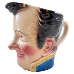 French Sarreguemines Large Character Jug, The Admiral, dated 1904