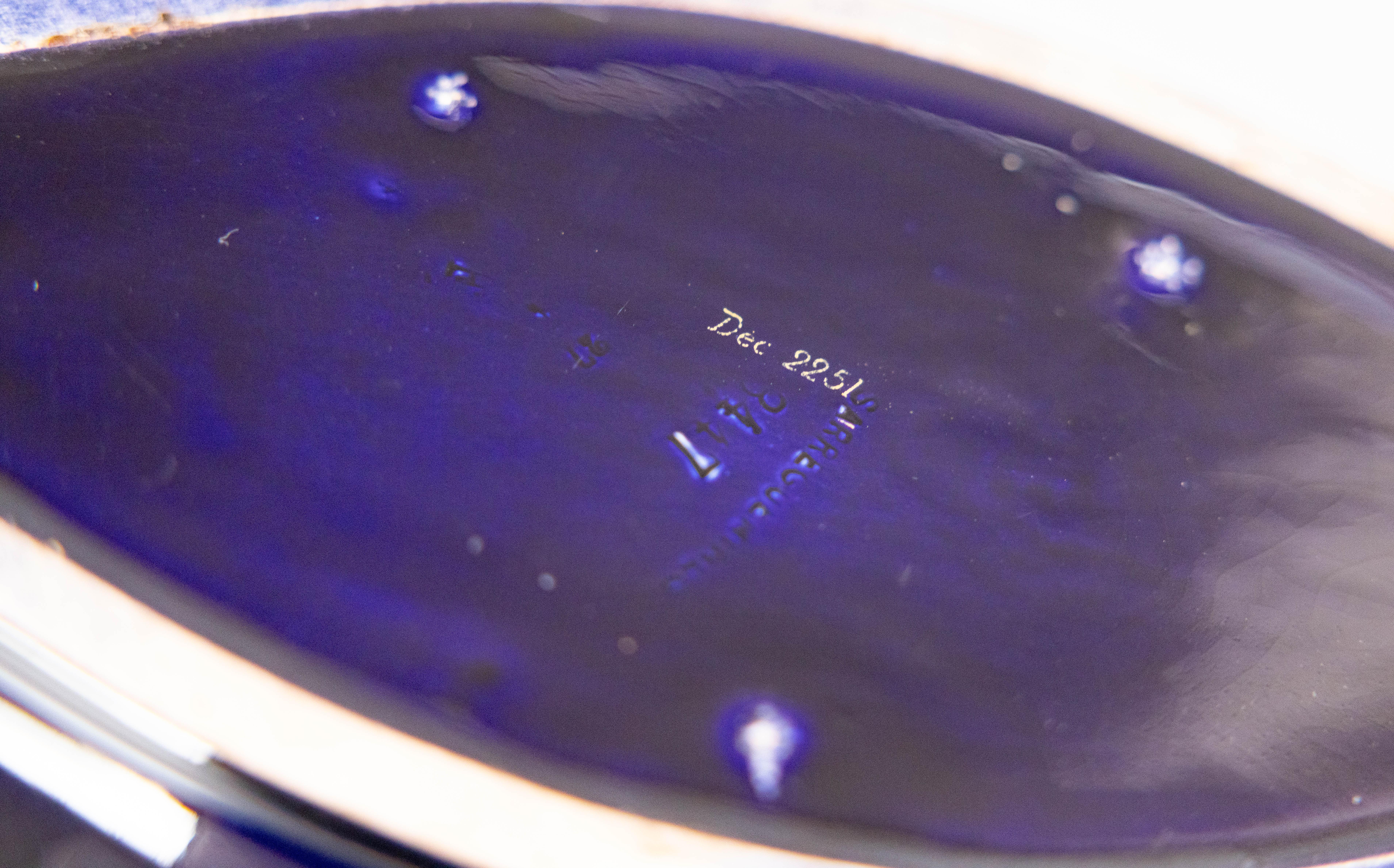 French Sarreguemines Majolica Cobalt Blue & Gilt Oval Centerpiece Bowl, c. 1900 For Sale 4