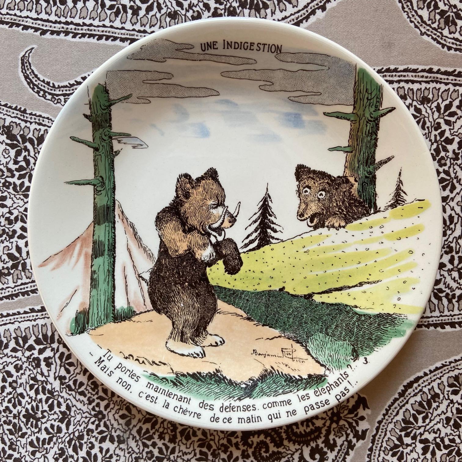 Estos divertidos platos de postre o queso harán las delicias de pequeños y mayores.

Benjamin Rabier (1864-1939), fue un autor infantil, dramaturgo, animador, ilustrador y dibujante de cómics francés.

Se hizo famoso por sus dibujos animados para la