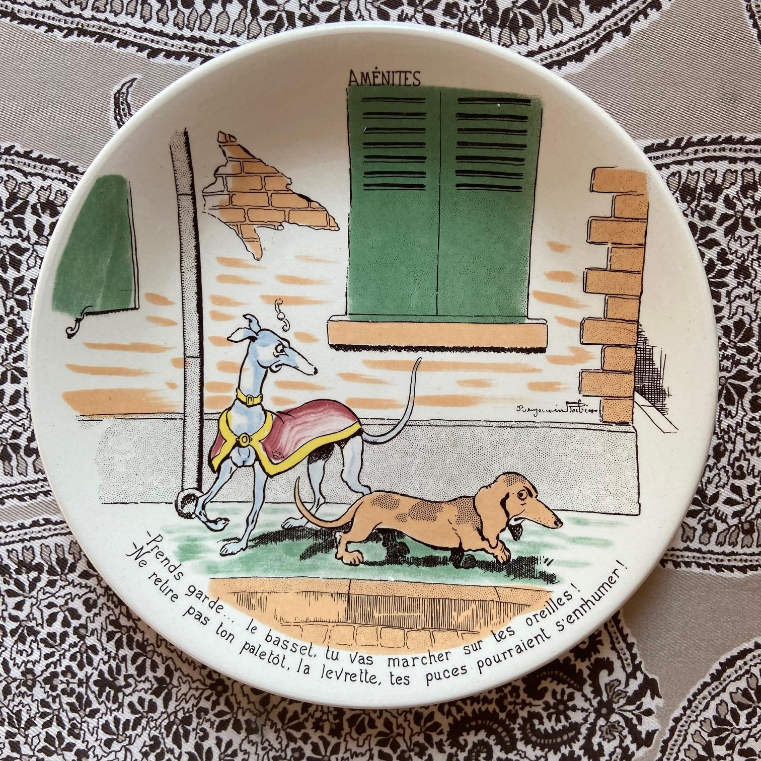 Placas francesas de Sarreguemines ilustradas por Benjamin Rabier, hacia 1930 en Bueno estado para la venta en ASNIÈRES-SUR-SEINE, FR
