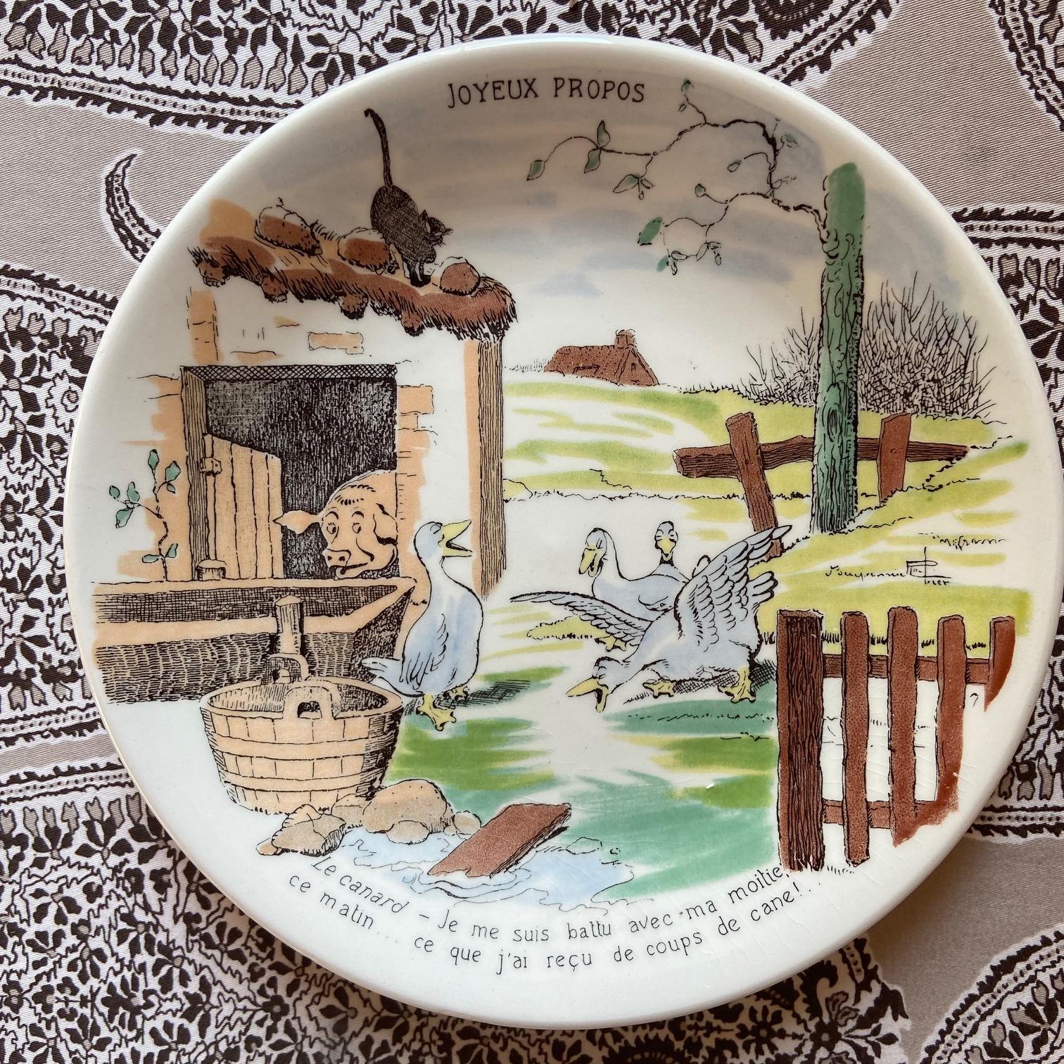 Placas francesas de Sarreguemines ilustradas por Benjamin Rabier, hacia 1930 mediados del siglo XX en venta