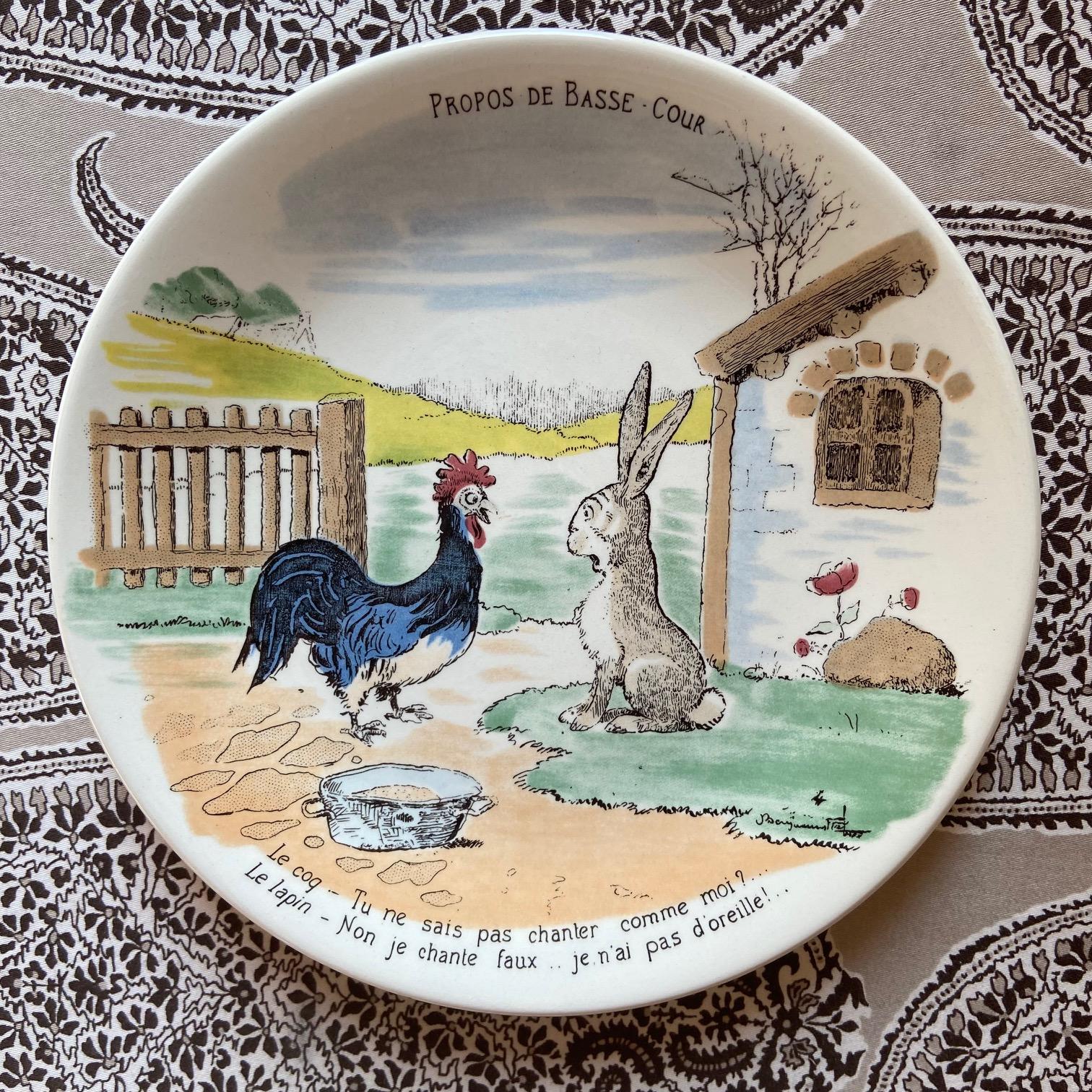 Placas francesas de Sarreguemines ilustradas por Benjamin Rabier, hacia 1930 Cerámico en venta