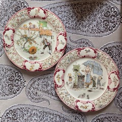 Französische Sarreguemines-Tafeln, illustriert von A. Richard, um 1890