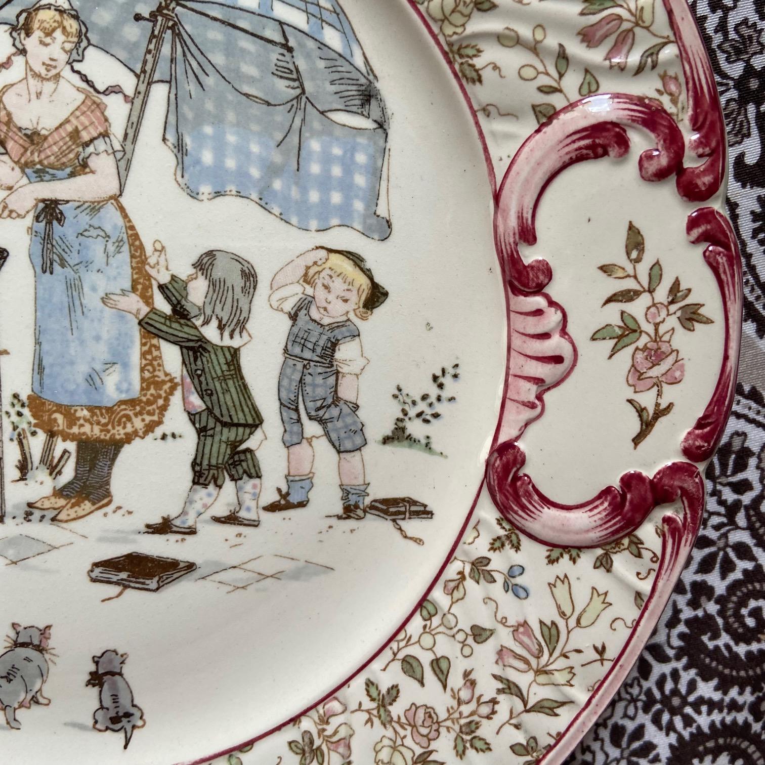 Fin du XIXe siècle Plaques françaises de Sarreguemines illustrées par Froment Richard circa 1890 en vente