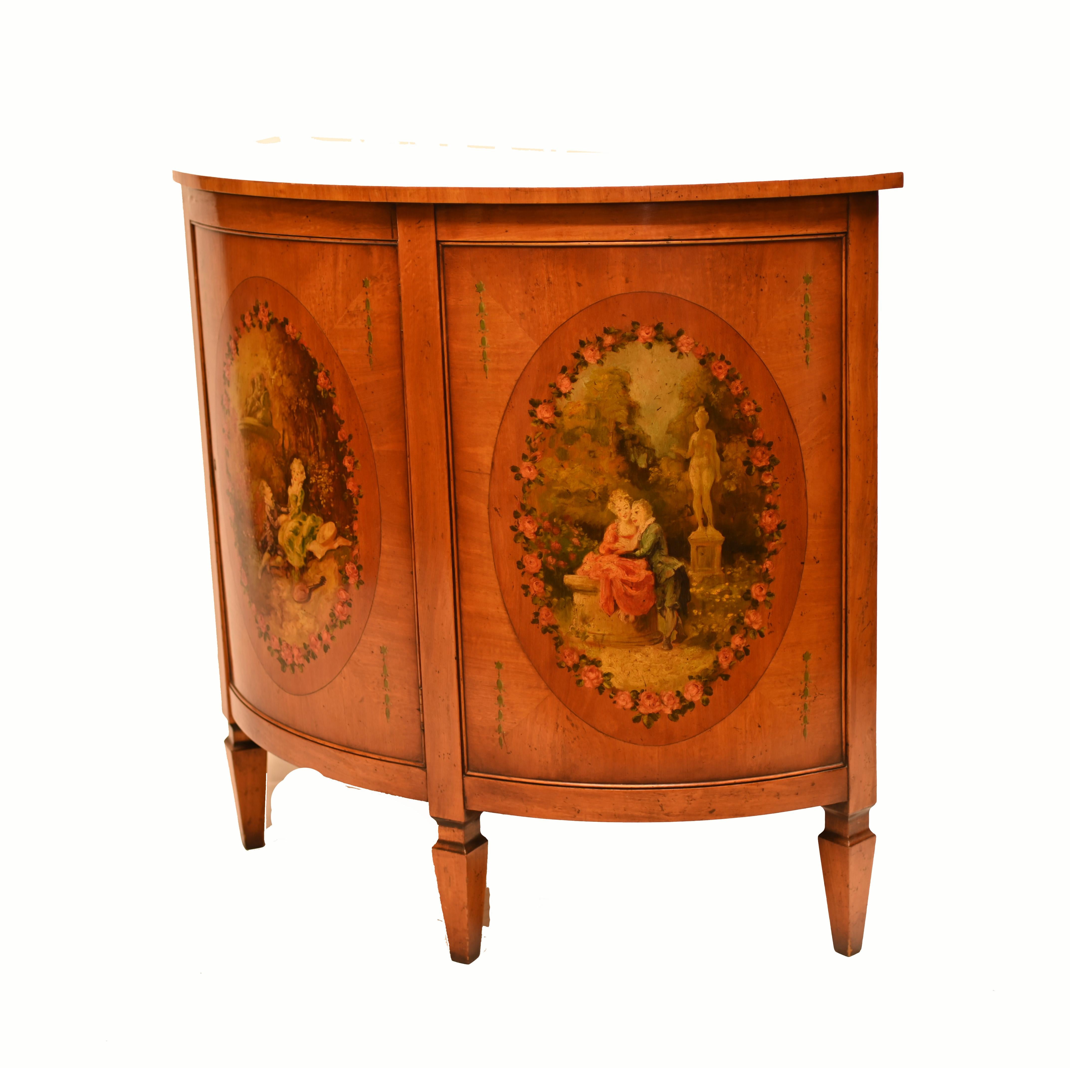 French Satinwood Commode Cabinet Painted Kaufman For Sale 6