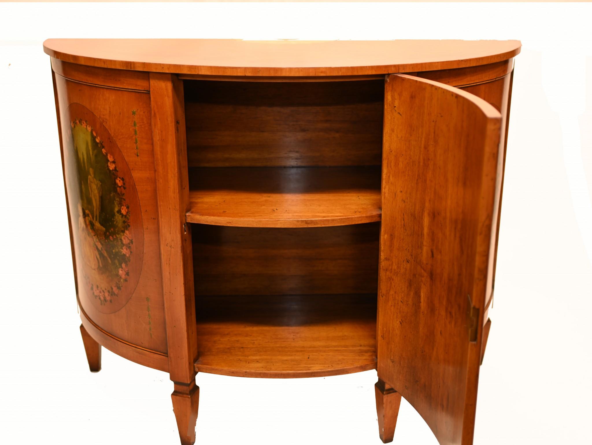Mid-20th Century French Satinwood Commode Cabinet Painted Kaufman For Sale