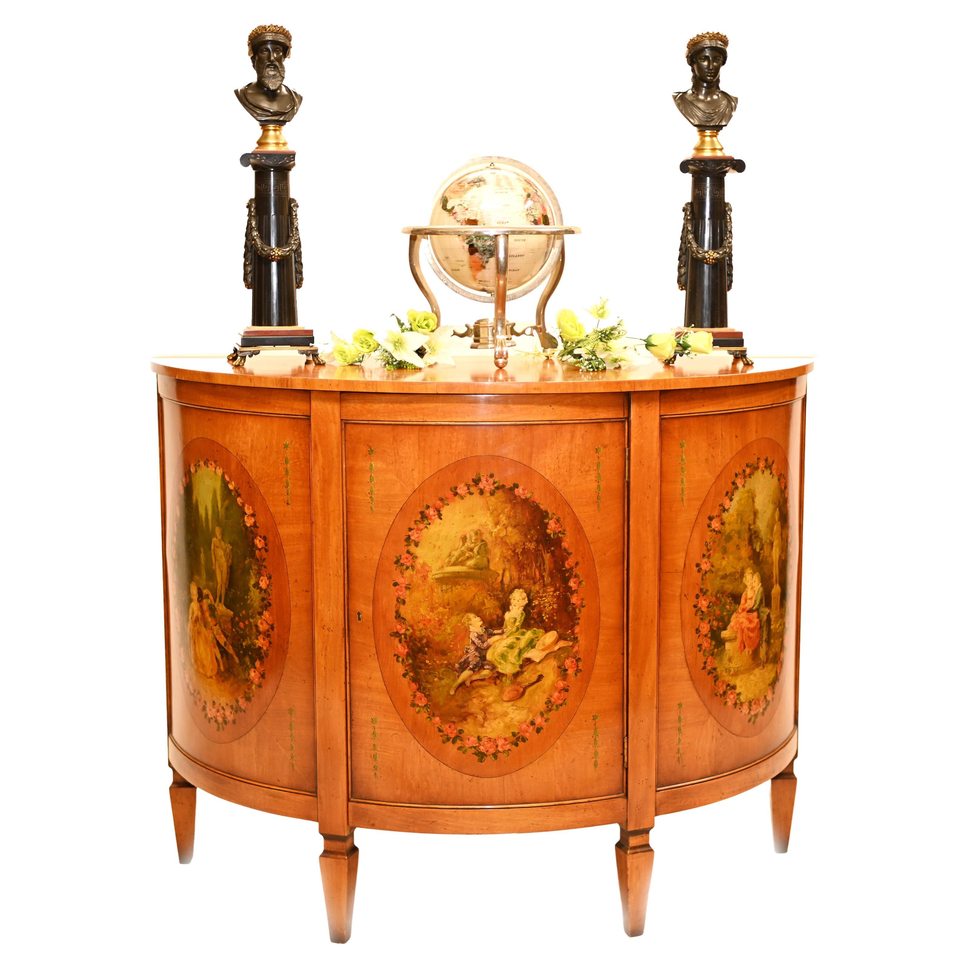 French Satinwood Commode Cabinet Painted Kaufman For Sale