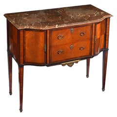 French Satinwood & Rosewood Banded Side Cabinet with a Marble Top