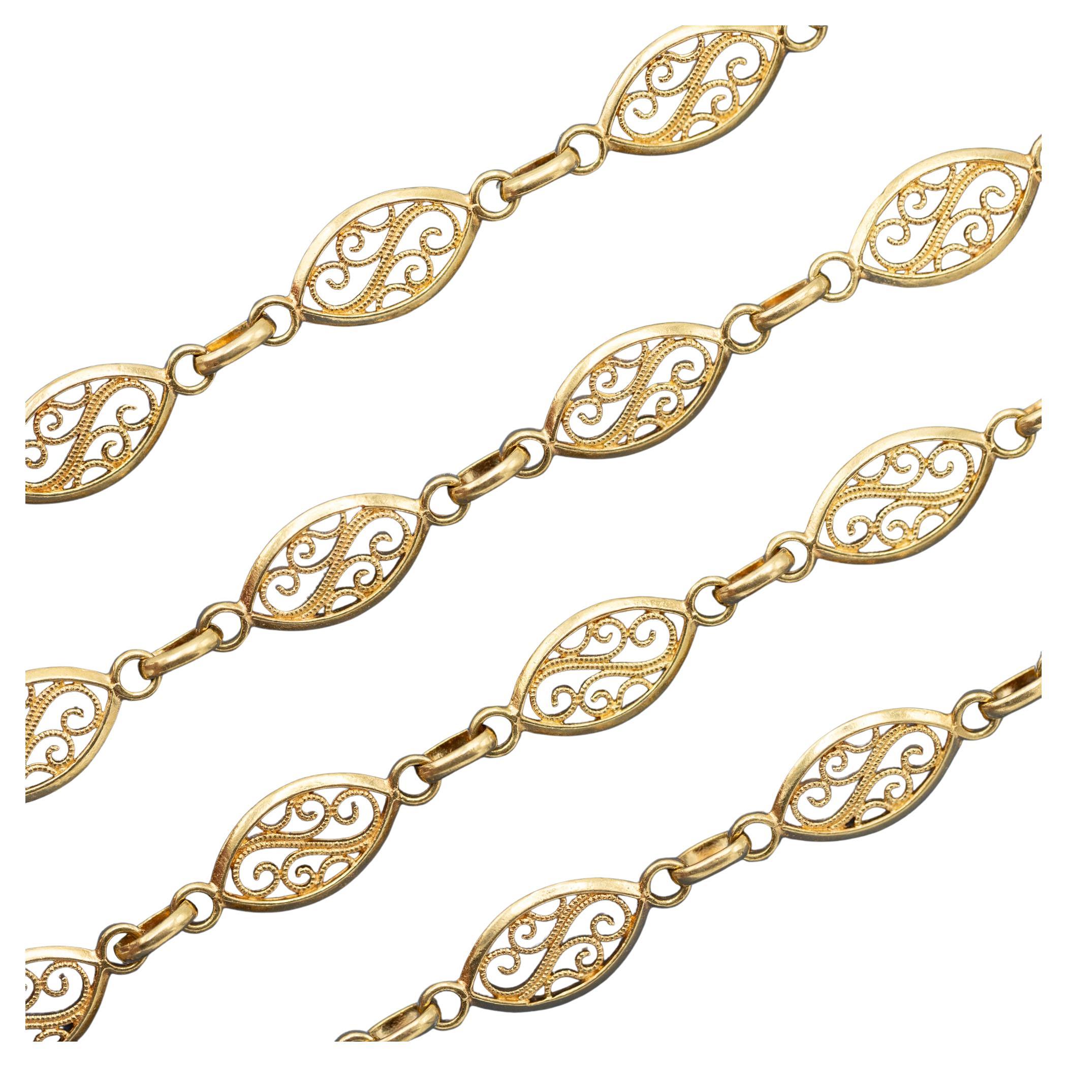 French Sautoir - 18K solid gold Vintage chain Necklace - Filigree - 25.7 gr