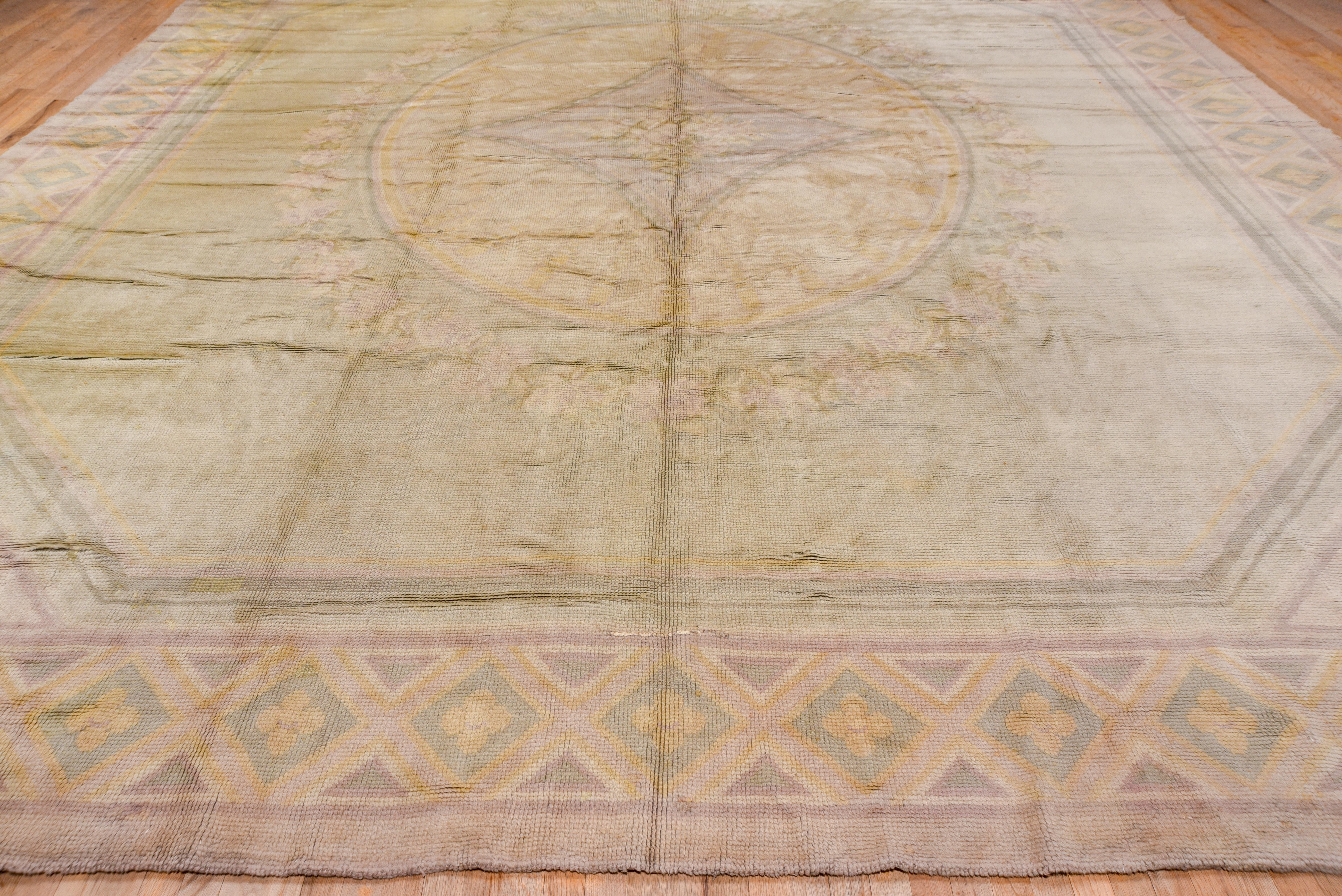 Early 20th Century French Savonnerie Carpet, Square, Soft Tones, circa 1920s
