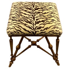 French Scalamandré Bamboo Stool 