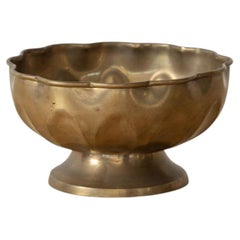 French Scalloped Antique Metal Bowl