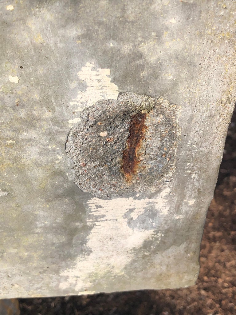 French Scalloped Concrete Bench with Faux Bois Legs For Sale at 1stdibs